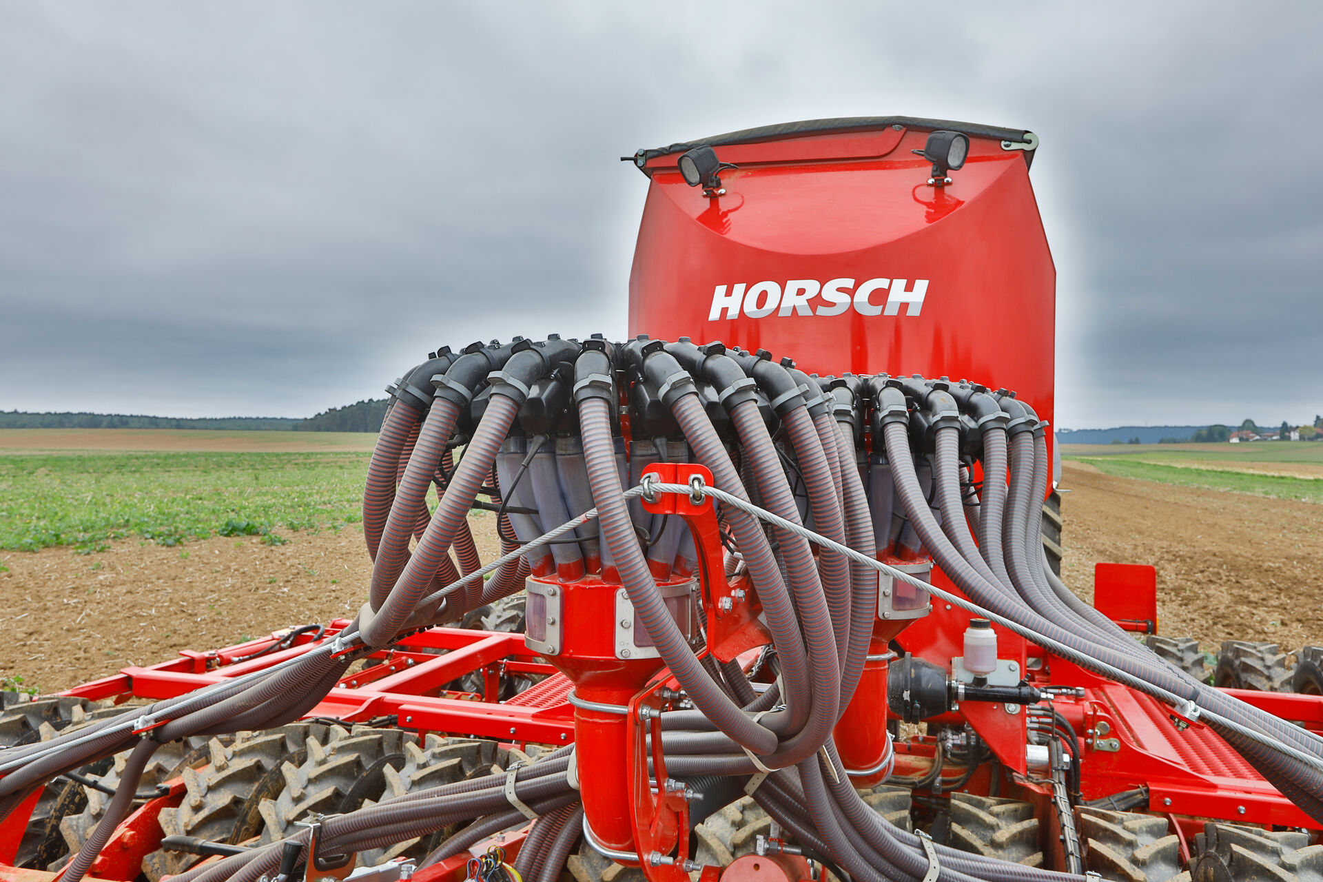 Row Controll Verteilerturm Sämaschine Hintergrund Feld